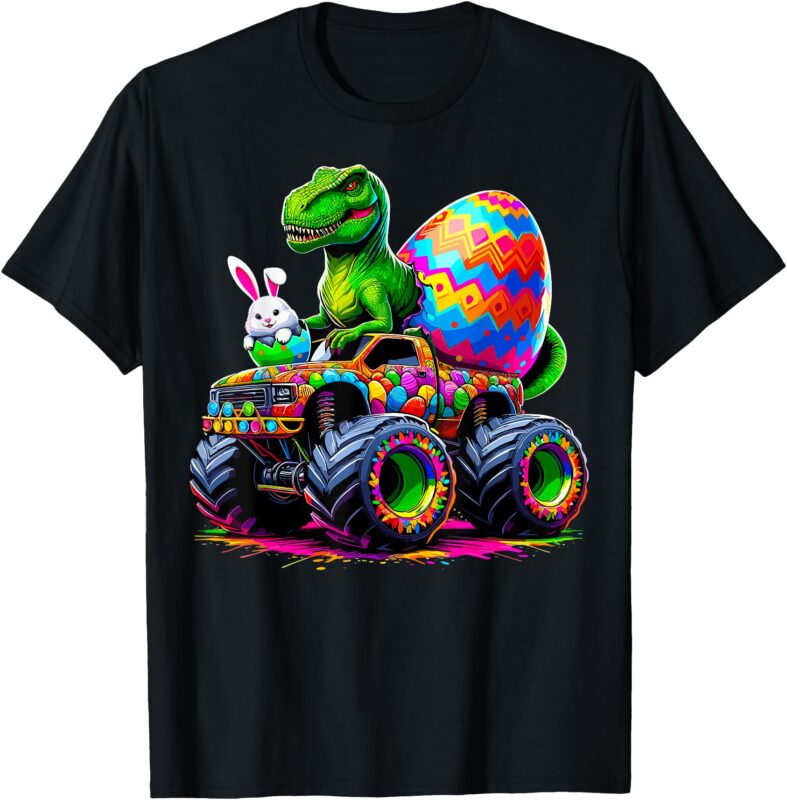 Easter Day Bunny Monster Truck Eggs Dinosaur Rabbit T-Shirt