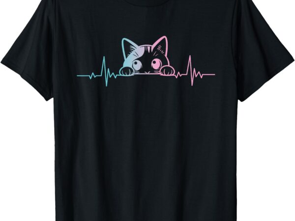 Funny heartbeat cute cat lovers blue eyes cats t-shirt