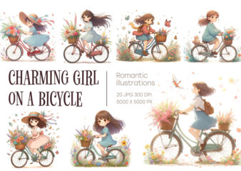 Girl on a Bicycle. Wall art.