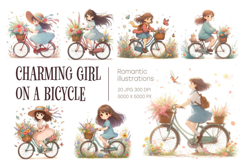 Girl on a Bicycle. Wall art.