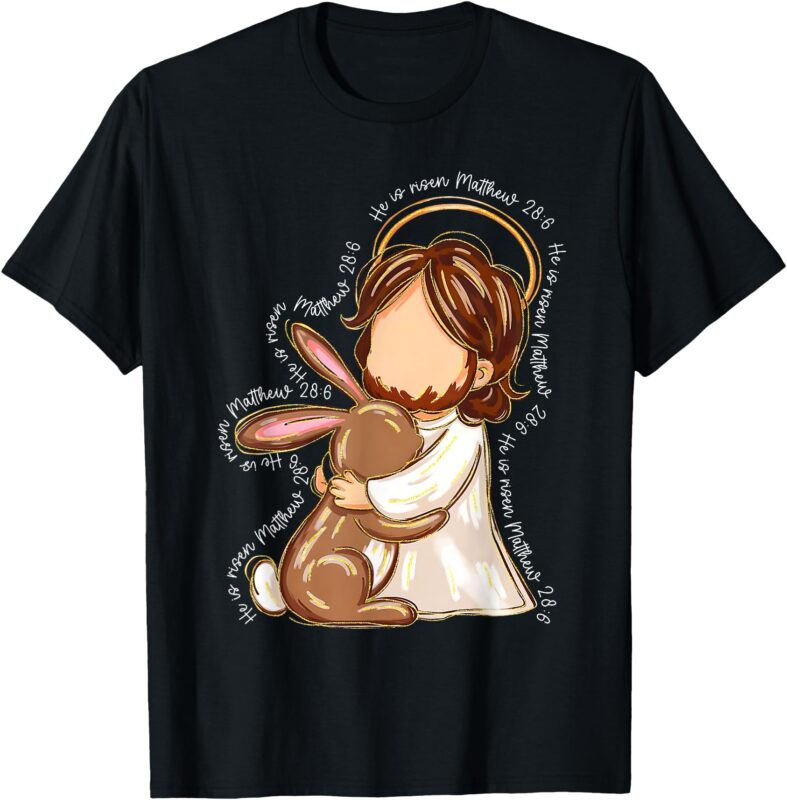 He Is Risen Christian Kids Jesus Bunny Easter Toddlers T-Shirt