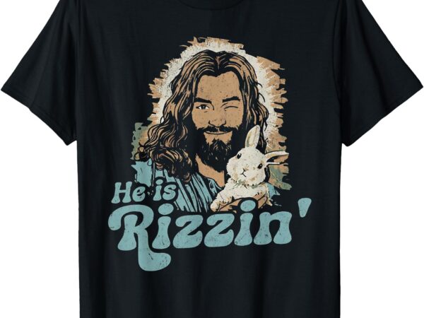 He is rizzin funny cute jesus bunny easter christian men boy t-shirt
