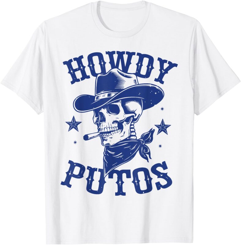 Howdy Putos Funny Western Smoking Cowboy Skull T-Shirt