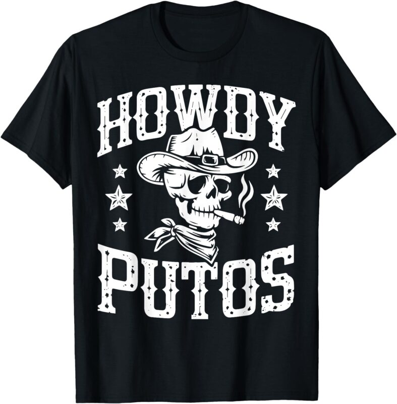 Howdy Putos Vintage Western Cowboy Skull T-Shirt