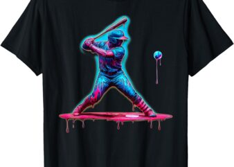 Ice Cream Drip Baseball Bat Baseball Player T-Shirt