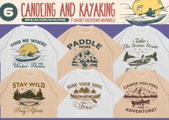 Canoe And Kayaking T-shirt Designs Bundle