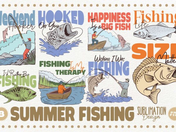 Summer fishing sublimation designs bundle