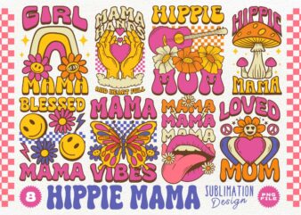 Hippie Mama Sublimation Designs Bundle PNG