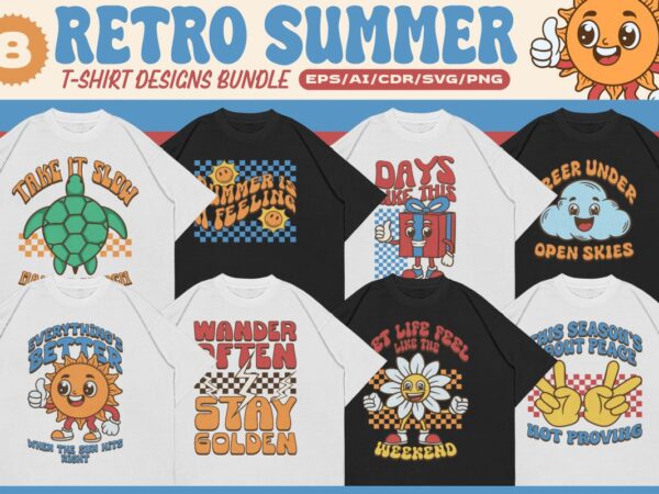 Retro summer t-shirt designs bundle