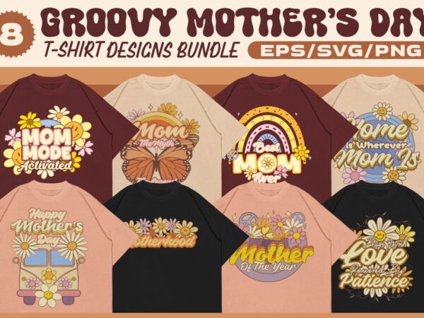Groovy mothers day t-shirt designs bundle