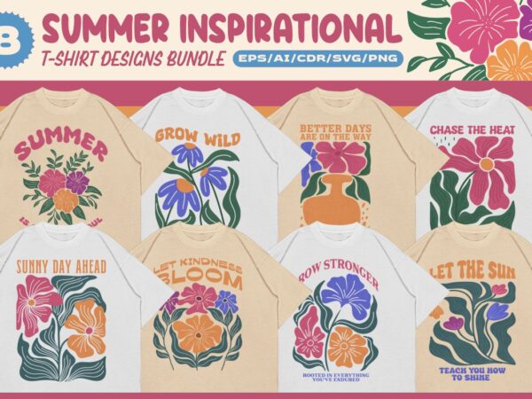 Summer inspirational t-shirt designs bundle