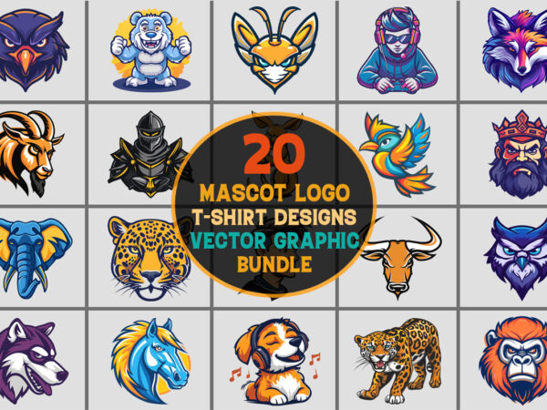 Mascot logo t-shirt design graphic bundle