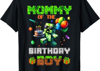 Mom Of The Birthday Boy Party Video Gamer Pixel Number T-Shirt