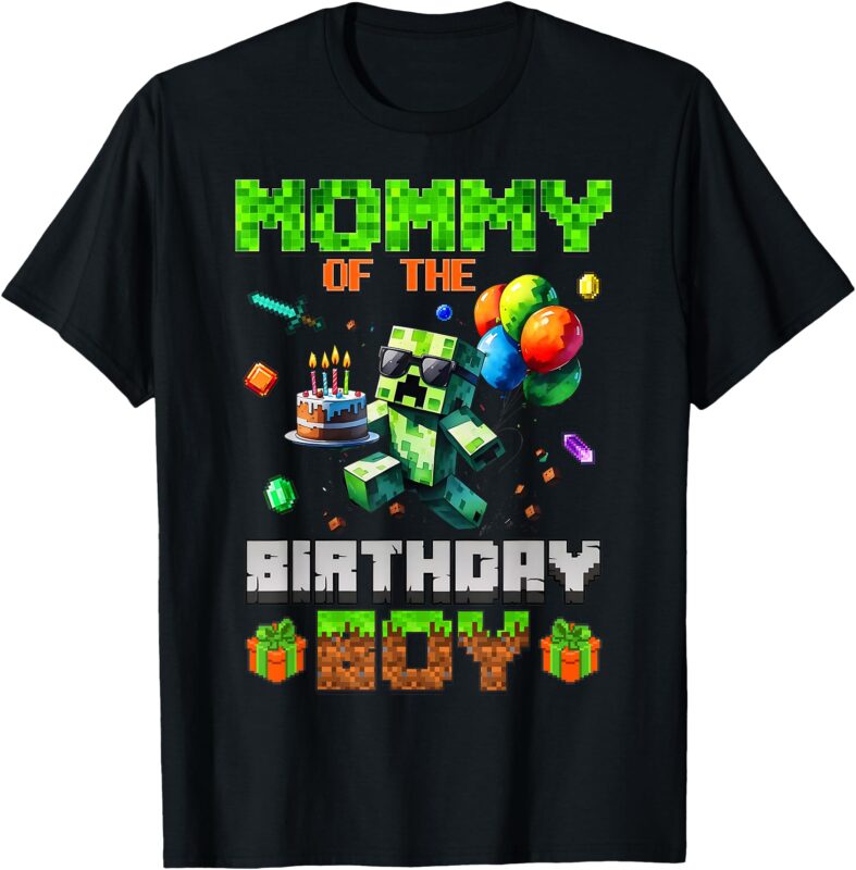 Mom Of The Birthday Boy Party Video Gamer Pixel Number T-Shirt