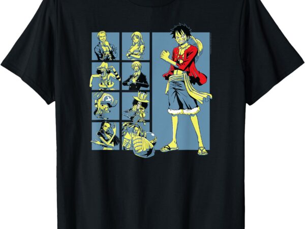 One piece anime pirate character grid t-shirt