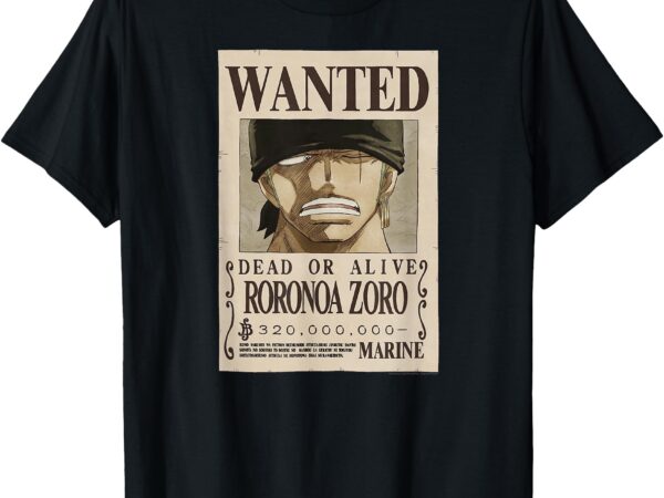 One piece anime roronoa zoro wanted poster t-shirt
