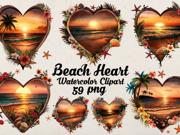 Retro beach heart watercolor clipart t shirt design online