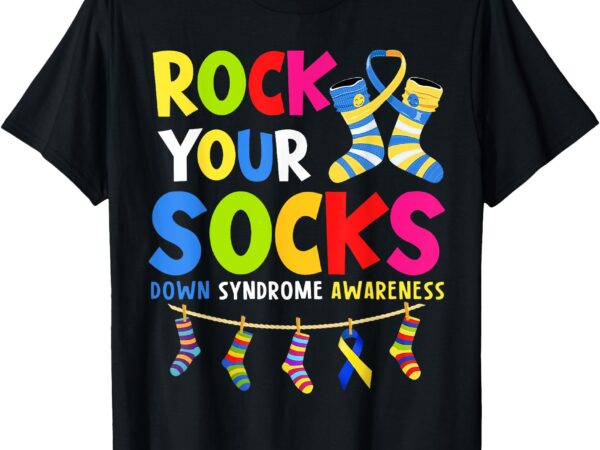 Retro rock your socks down syndrome awareness men women kids t-shirt