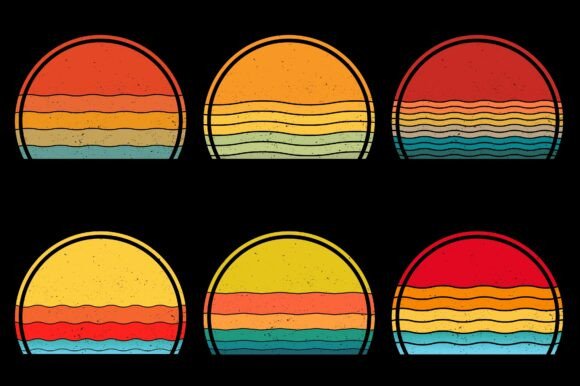 Retro Vintage Sunset Grunge Background Bundle