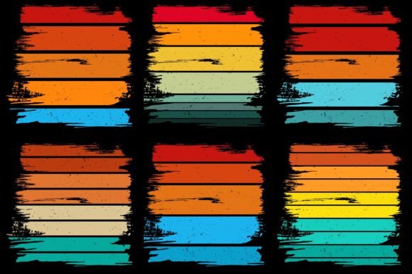 Retro Vintage Sunset Grunge Background Bundle