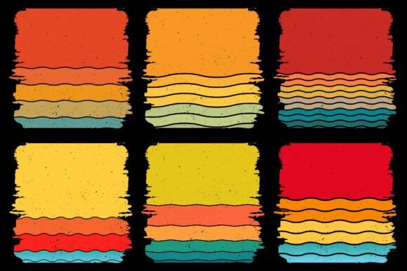 Retro Vintage Sunset Grunge Background Bundle