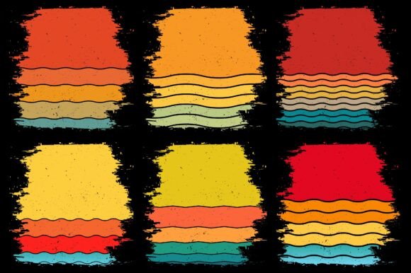 Retro Vintage Sunset Grunge Background Bundle