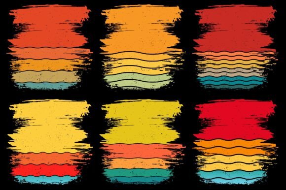 Retro Vintage Sunset Grunge Background Bundle