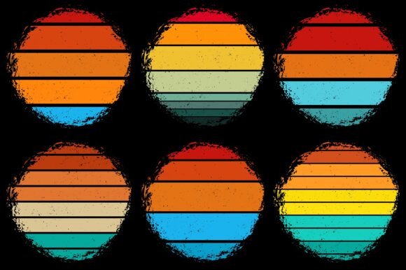 Retro Vintage Sunset Grunge Background Bundle