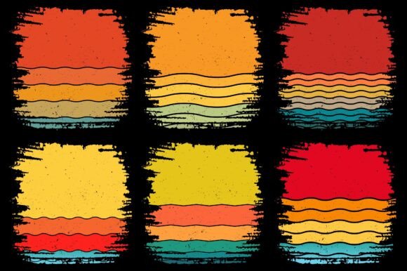 Retro Vintage Sunset Grunge Background Bundle