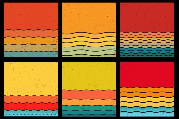Retro Vintage Sunset Grunge Background Bundle