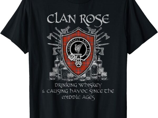 Rose clan tartan crest causing havoc middle ages t-shirt