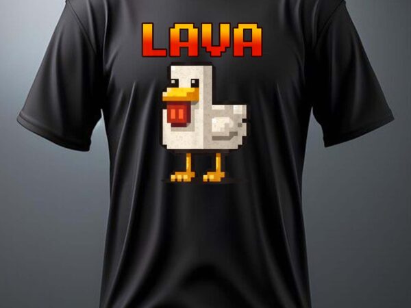 Funny pixel chicken gamer chicken cooked in lava t-shirt design