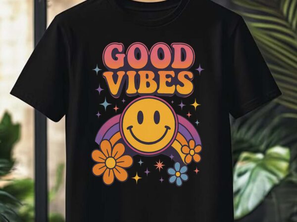 Good vibes retro smile tee design