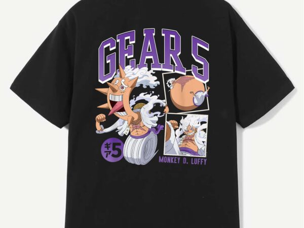 One piece anime monkey d. luffy gear 5 poses t-shirt design