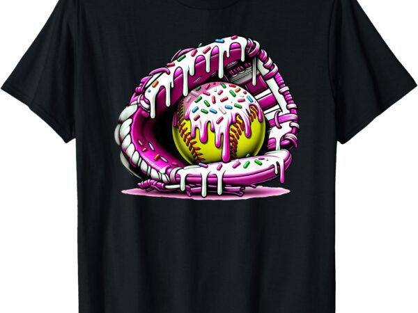 Softball drip ice cream sprinkles softball glove t-shirt