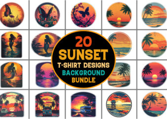 Sunset T-Shirt Design Graphic Bundle