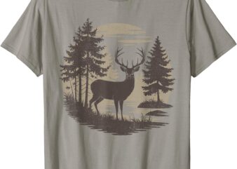 Vintage Forest Deer Graphic Retro Outdoors Wildlife Nature T-Shirt