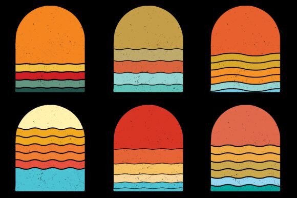 Retro style Sunset Collection,Retro Style Vintage Sunset Collection,Sun retro badge and emblem, Vintage Sunrise retro sunset