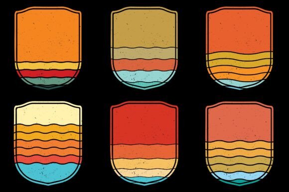 Retro style Sunset Collection,Retro Style Vintage Sunset Collection,Sun retro badge and emblem, Vintage Sunrise retro sunset