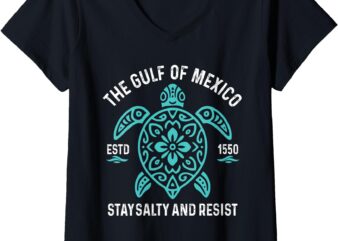 Womens Stay The Gulf of Mexico Be Salty and Resist Turtle V-Neck T-Shirt