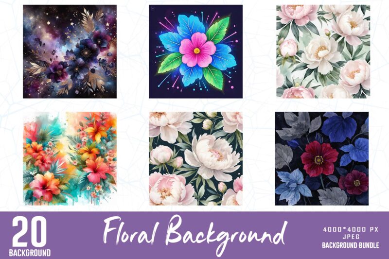 Vintage Floral t-shirt design bundle of 20 designs – download instantly