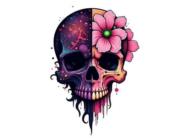 Colourful vintage floral skull t-shirt design download instantly Colourful vintage floral skull t-shirt design download instantly