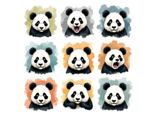 Watercolour cute panda retro illustration t-shirt design Watercolour cute panda retro illustration t-shirt design