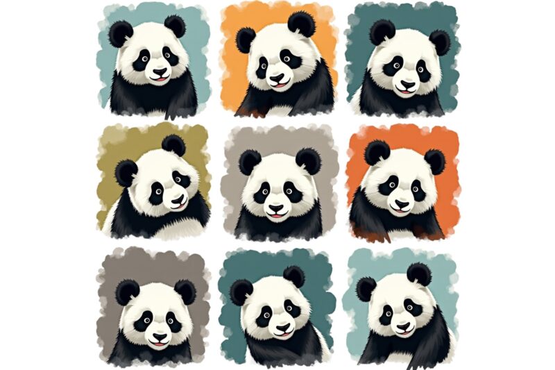Colourful Vintage Musica Addict Panda t-shirt design download instantly