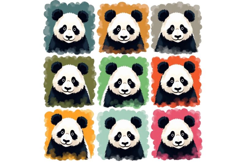 Colourful Vintage Musica Addict Panda t-shirt design download instantly
