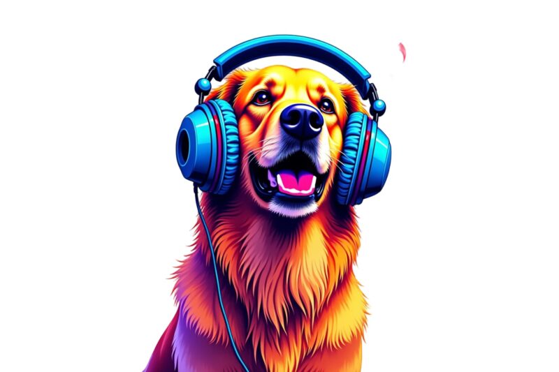 Trendy Retro Music Lover Punk Dog Graphics t-shirt design jpeg & png design