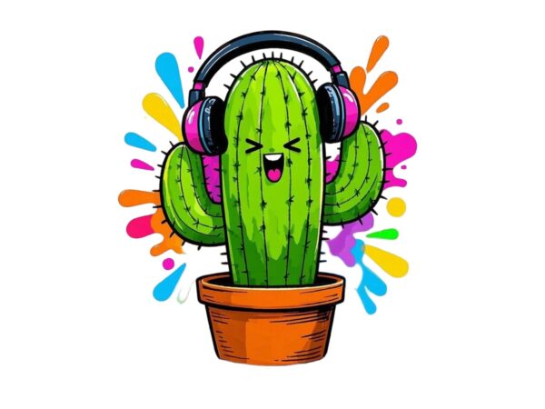 Colourful vintage music addict cactus t-shirt design download instantly retro vintage t-shirt Colourful vintage music addict cactus t-shirt design download instantly retro vintage t-shirt