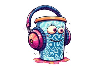 Watercolour Cute Music Lover Retro Illustration T-shirt design