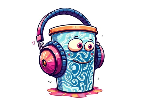 Watercolour cute music lover retro illustration t-shirt design Watercolour cute music lover retro illustration t-shirt design