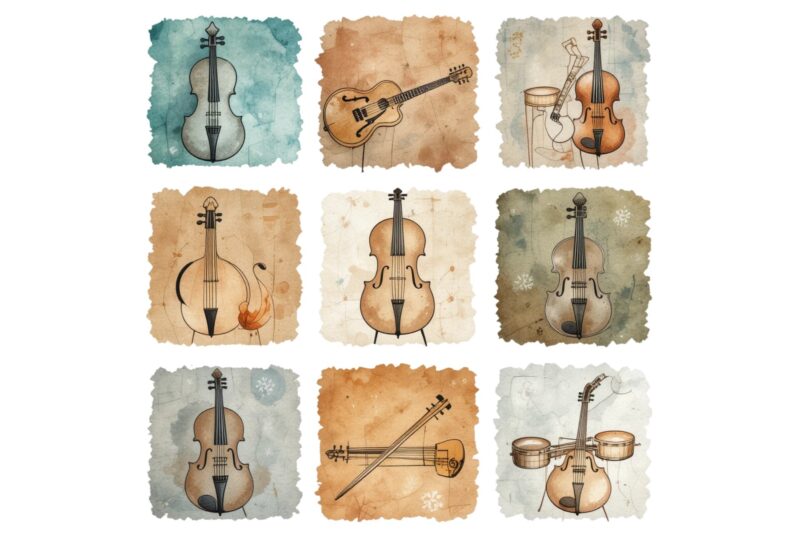 Watercolour Cute Music Lover Retro Illustration T-shirt design